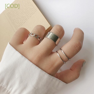 3 unids/Set de anillos abiertos anchos para mujer, regalo, anillos, redondos, geométricos, Metal Simple, cadena Vintage, joyería, Multicolor