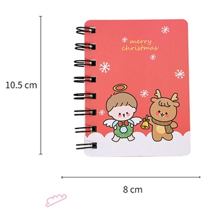 1Set lindo navidad Mini bobina cuaderno bloc de notas cuaderno estudiante oficina papelería (6)