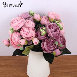 [SD] ramo de flores artificiales peonía de seda, 30 cm 5 cabezas falsas flores para boda fiesta decoración del hogar