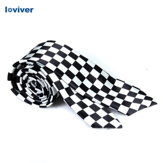 Loviver - corbata para hombre, delgada, estrecha, delgada, color negro, blanco, faja, accesorio a cuadros (6)