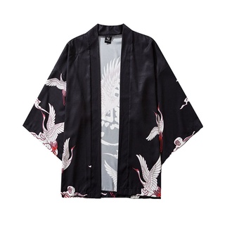 [SEM] Kimono Y Mangas Top Cinco Punto De Verano Japonés Mujeres Blusa Jacke Hombre Capa Hombres Camisas