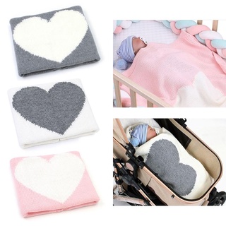Wit 95x75cm cochecito de bebé cuna manta de punto recién nacido niño envolver bebés amor corazón ropa de cama caliente edredones