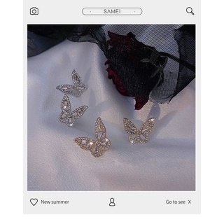 S925Aguja de Plata nuevo2020Elegante estilo coreano hermosa mariposa tachuelas elegante personalidad incrustada en diamantes aros femeninos en línea Influencer (9)