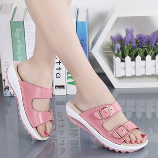 Mujer verano luz cuña tacón zapatillas planas al aire libre confort sandalias antideslizantes