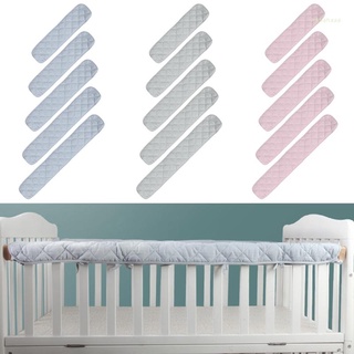 Haha 2Pcs algodón cuna protección envoltura borde bebé Anti-mordida Color sólido cama valla barandilla cubierta seguro dentición Protector