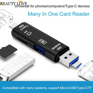 [venta caliente] 5 en 1 tipo c micro tf otg usb 2.0 adaptador de tarjetas sd lector de tarjetas android ios ordenador