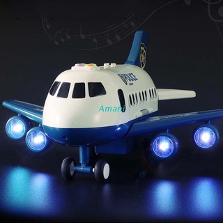 AMA 18pcs Children Inertia Plane Model Toy Set Large Storage Transport Aircraft with 6pcs Small Vehicles and 11pcs Road Sign
