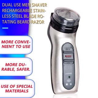 Dual Use Men Shaver Rechargeable Stainless Steel Blade Rotating Beard Razor