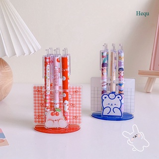 Hequ Ins Kawaii Acrylic Pen Holder Desktop Organizer Creative Cute Bear Bunny Office Stationery Cosmetics Transparent Storage Box (1)