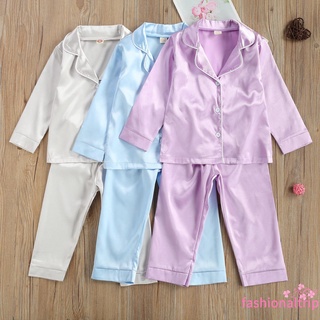 Ld-Juego de pijamas para niños pequeños/niñas, primavera otoño, Color sólido, manga larga, pantalones largos, Kit de ropa de dormir