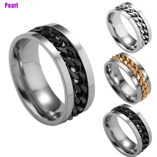 SPINNER [Pearl] Anillo giratorio de cadena de acero para mujer/anillo giratorio de dedo