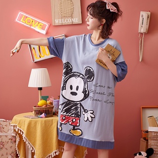 Las mujeres ropa de dormir jersey de manga corta camisón de dibujos animados tira se puede usar fuera de la ropa del hogar