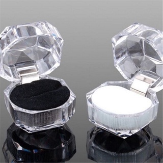Mini 2 colores opciones de joyería paquete anillo pendientes caja acrílico transparente embalaje de boda caja de joyería (1)