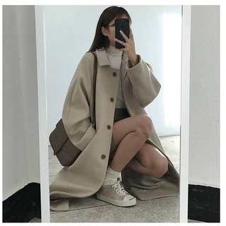 abrigo de lana de las mujeres largo estilo coreano suelto estudiante 2019 nuevo engrosado algodón acolchado lana abrigo otoño moda top