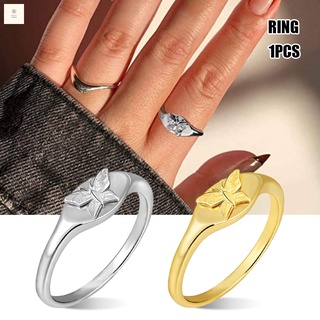 signet anillo simple mariposa tallado dedo joyería minimalista anillo de dedo para las mujeres de color sólido
