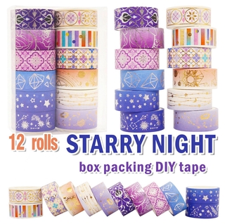12 Roll/set Universe Starry Washi Tape Gold Masking Tapes Sticker Decoration