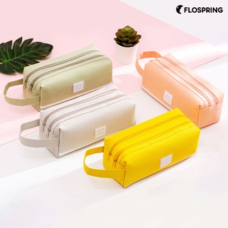 FLS Double-layer Zipper Large Capacity Stationery Storage Pen Bag Pencil Case Gift
