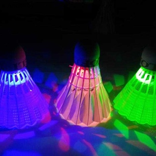 [ADY] 4Pcs Colorful LED Badminton Shuttlecock Ball Feather Glow in Outdoor Sport BJX