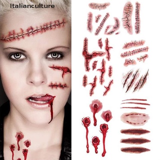 Italianculture 6 pzs calcomanías para tatuajes de Halloween/heridas sangrientas DIY/decoración de fiesta de Halloween MY