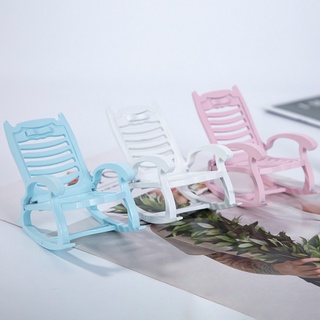 qnkan Mini Rocking Chair Simulation DIY Decoration Wooden Dollhouse 1/12 Scale Rocking Chair Model for Playing