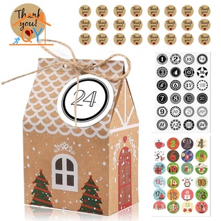 24set navidad casa caja de embalaje bolsas de caramelo con cuerdas