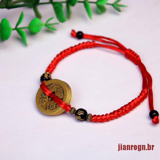 Jianrogn budismo seis palabras antigua moneda Kabbalah cadena roja pulseras Lucky Pro (2)
