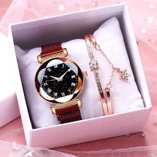 reloj luminoso para mujer con hebilla magnética cielo estrellado reloj jam tangan wanita (1)