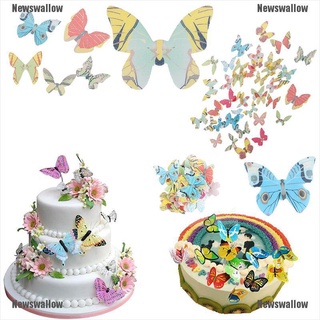 【NW】 42pcs Mixed Butterfly Edible Glutinous Wafer Rice Paper Cake Cupcake Toppers 【Newswallow】