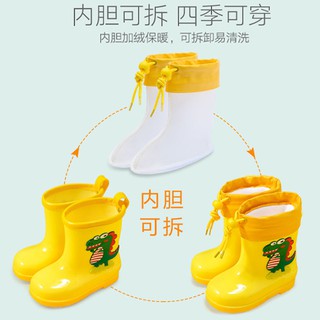 Felpa caliente de los niños zapatos de lluvia dinosaurio niños bebé antideslizante botas de lluvia de las niñas de los estudiantes de los niños zapatos de agua impermeable3347251155.my10.25 (3)