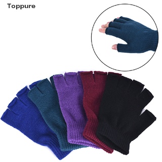 [toppure] 1 par de guantes suaves de medio dedo sin dedos mujeres hombres caliente manoplas de punto par de invierno.