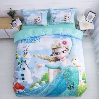 Ropa de cama de cuatro piezas de algodón de los niños de dibujos animados de dibujos animados ropa de cama edredón cubierta de cama sábana de poliéster algodón 1,5 m