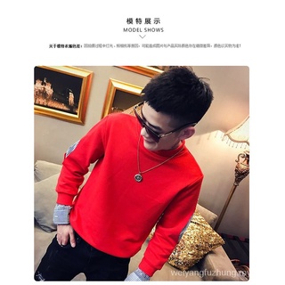 Temporada falsos dos piezas de limpio suéter rojo macho suelto ajuste salvaje tendencia personalidad cuello chaqueta (4)