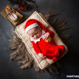 Navidad foto traje de tres piezas bebé navidad tema rojo mameluco foto traje FURN