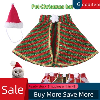 Gooditem 2 unids/Set Pet Cape gorra rayas impresión Pet Cosplay amigable con la piel mascotas perros gatos capa sombrero Kit para navidad