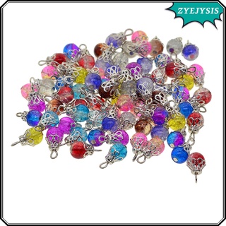 CHARMS 50 piezas de perlas de cristal encantos de filigrana flores piedras preciosas colgantes