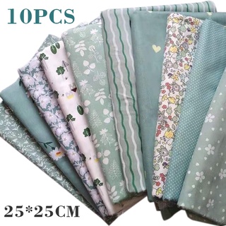 10 pzs 25*25cm telas de algodón verde Patchwork algodón DIY costura tela de acolchado ☆Bjfranchise