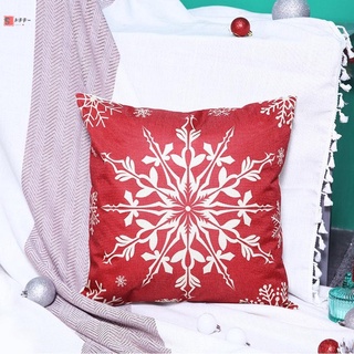 Funda de almohada lino Santa Claus copo de nieve navidad casa 45x45cm navidad Santa (4)