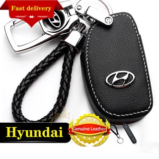 Hyundai-Fundas Para Llaves De Coche , Diseño De Llavero Para Grand Santa Fe Ix45 , Inteligentes De Cuero Genuino , 3 Botones
