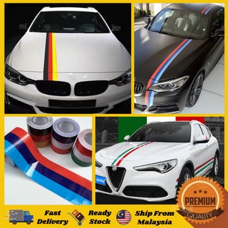 Coche exterior 1 metro de color alemania italia francia bandera BMW M rayas coche capucha cuerpo pegatina de vinilo