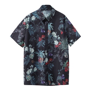 [camisas de los hombres] yts hombres verano impreso slim fit manga corta cuello de pie botón camisa superior blusa