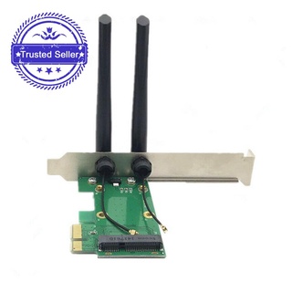 Tarjeta De Red Wifi Inalámbrica Mini PCIE A PCI-E 1X Adaptador De Escritorio + 2 Antenas H6P0 (1)