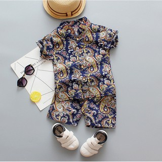 -conjuntos de ropa para bebés/niños/con estampado Floral/camisas de manga corta+pantalones cortos/ropa de verano de 1-6Y (6)
