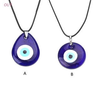 Out Evil Eye collar, azul turco resina cuero cuerda mal ojo collar para mujeres hombres suerte protección regalos
