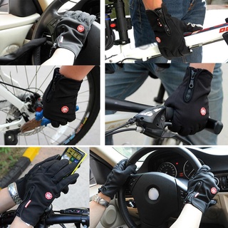 hermoso invierno guantes de ciclismo térmico dedo completo a prueba de viento pantalla táctil para el teléfono
