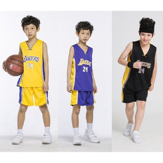 nba los angeles lakers no.24 kobe bryant kids basketball jersey set 3 colores