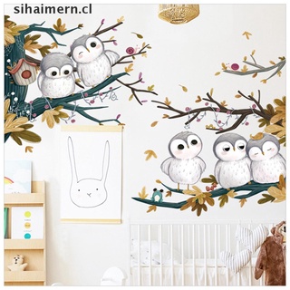 sihai - pegatina de pared de dibujos animados para búho, diseño de dormitorio de los niños, autoadhesivo extraíble. (2)
