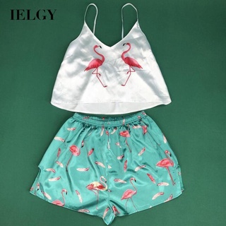 Ielgy pijamas de las mujeres de verano de hielo de seda sin mangas ins lindo traje de dos piezas se puede usar fuera