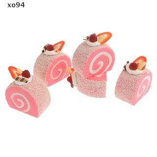 xo94 crema de simulación rollo suizo pastel de frutas artificial realista falso alimento en miniatura.