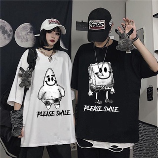 honeypeach gótico t-shirt suelto mujer de manga corta hip-hop hombres y mujeres bob esponja