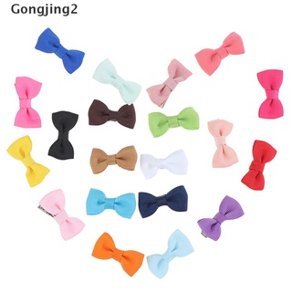 [Gongjing2] 20 unids/lote pulgadas de cinta sólida arcos de pelo con Clip para niñas Mini horquillas